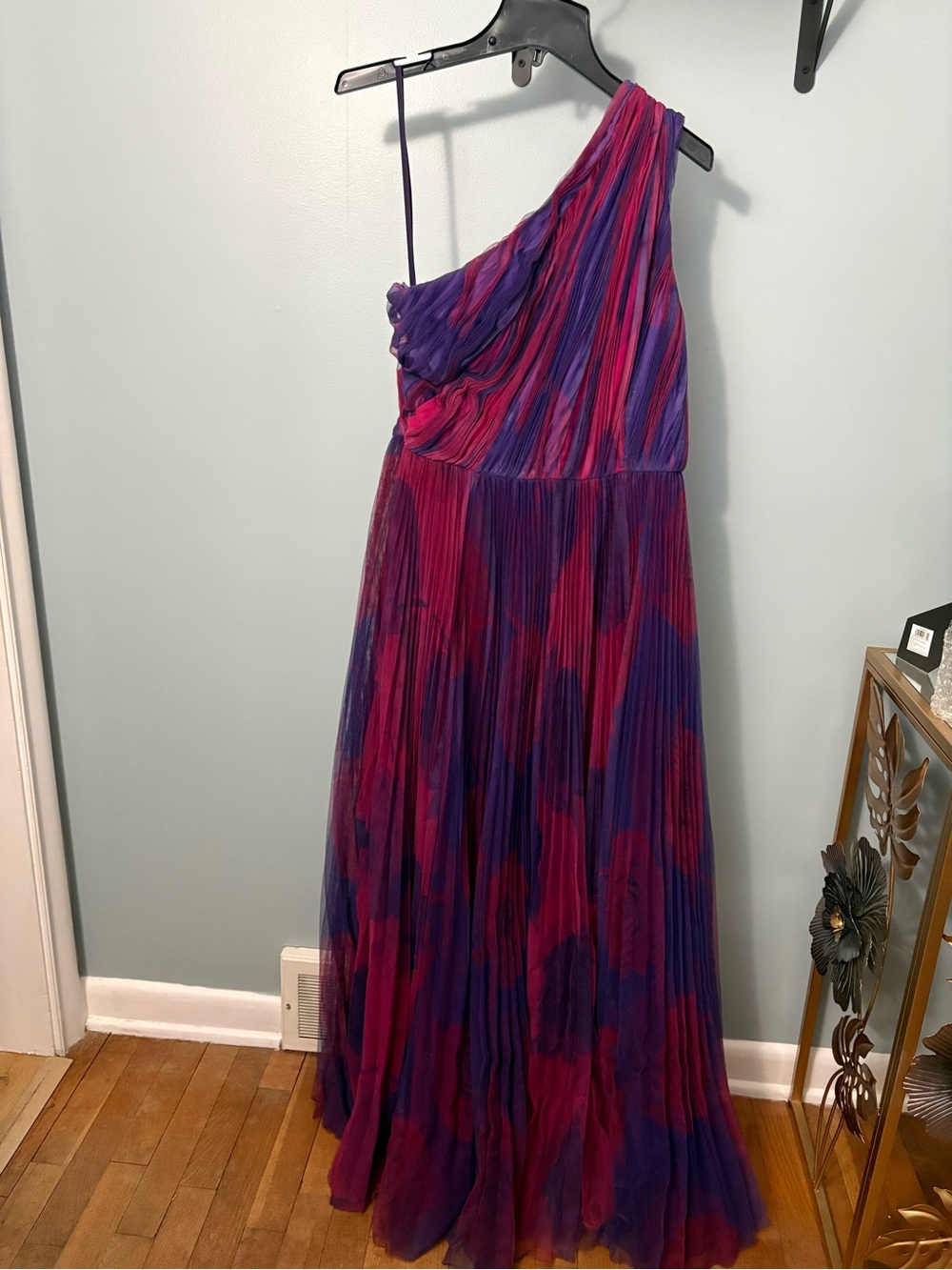 Hutch One-Shoulder Pleated Maxi Dress in Purple and Pink - Picture 2 of 5